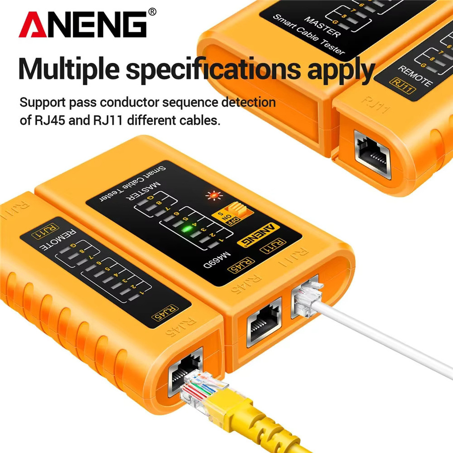 ANENG M469D Netzwerk-Tester für LAN RJ45 RJ11 RJ12 CAT5 UTP in Gelb - Bild 3
