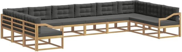 vidaXL Outdoor-Sofagarnitur aus massivem Akazienholz mit 10-teiligem Set in Weiß und Anthrazit - Bild 1