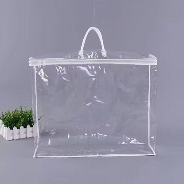 Bloom Habitat PVC-Kissenaufbewahrungstaschen, transparent und weiß, faltbare und wasserdichte Deckenaufbewahrungsbehälter mit Griffen, B/T/H: 40 x 30 x 10 cm - Bild 1