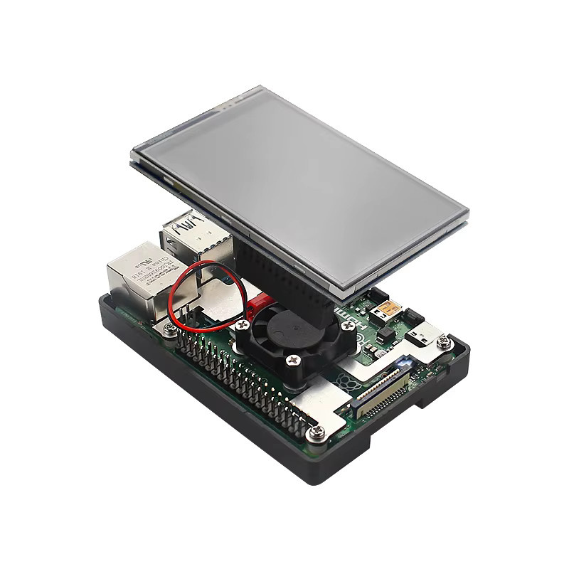 Raspberry Pi 3.5 Zoll LCD-TFT-Touchscreen Display mit Lüfter und Gehäuse für Raspberry Pi 4 Modell B, 3B+ oder 3B in Schwarz - Bild 3