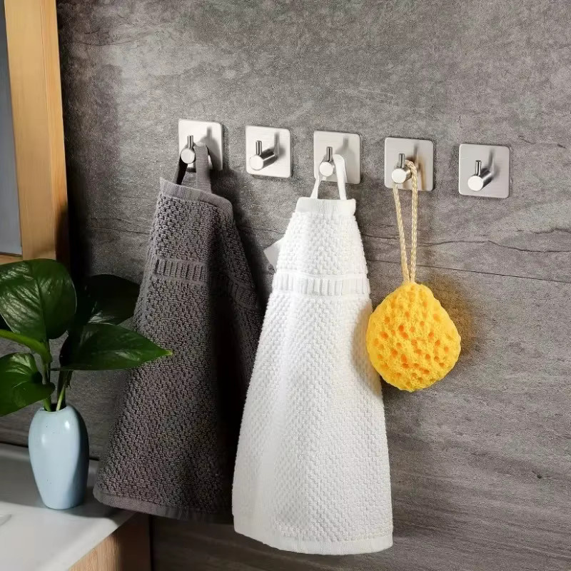 GUOFEI Set aus 4 selbstklebenden Handtuchhaken aus 304 Edelstahl für Badezimmer und Zuhause - Bild 3
