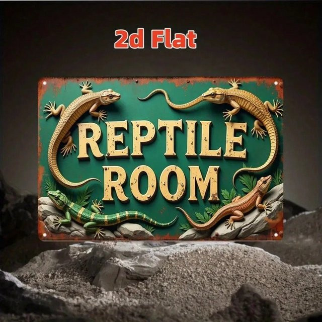 CIFBUY Vintage Metall Blechschild Reptil Wandkunst in Grün mit Eidechsen- und Schlangendekor - Bild 1
