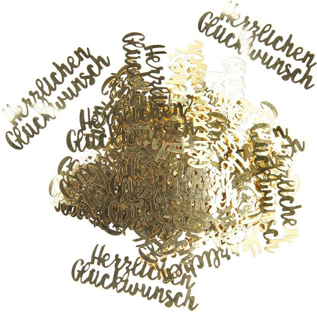 Rico Design Konfetti Herzlichen Glückwunsch in Gold mit Schriftzug 100 Stück - Bild 1