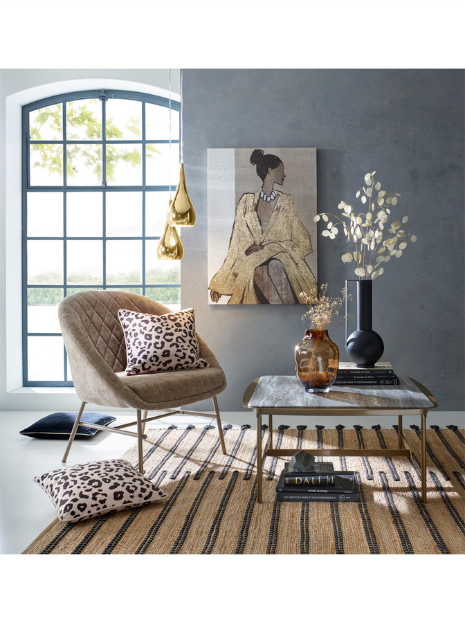Sessel in Beige mit Stoffbezug und Holzgestell aus Pappelholz - Bild 2