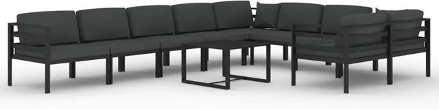 vidaXL 10-tlg. Garten-Lounge-Set aus Aluminium mit Kissen in Anthrazit - Bild 1