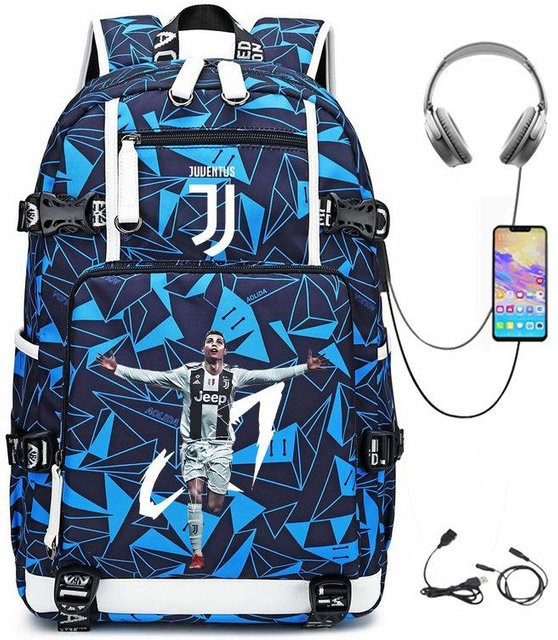 3-teiliges Schulrucksack-Set in Blau aus Oxford-Stoff mit Schultasche, Schultergurt und Federmäppchen - Bild 1