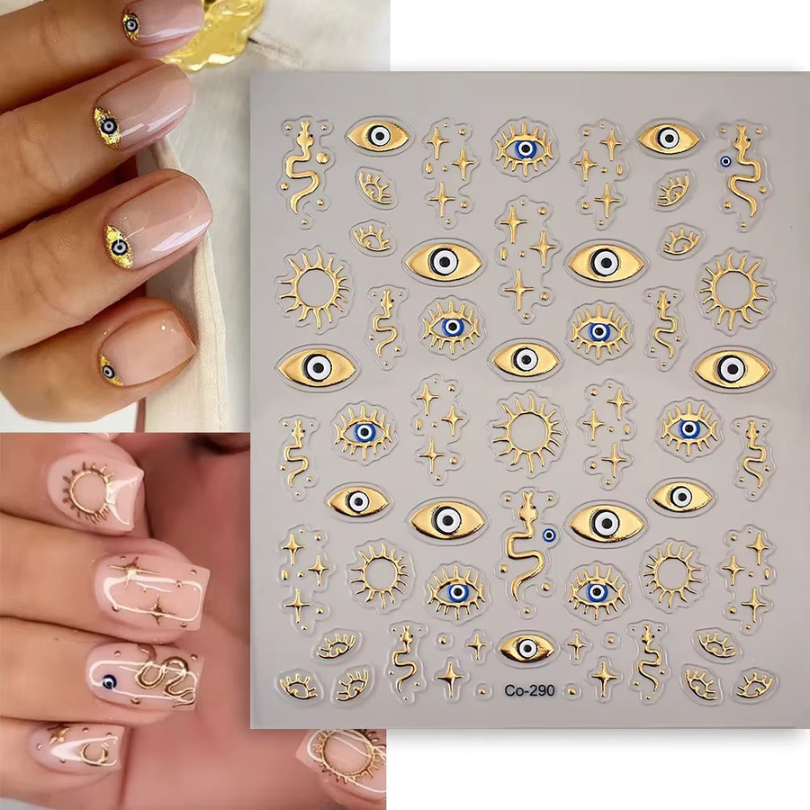 NamPhuong Nagelaufkleber Auge Wimpern, Gold Metallic, Damen - Bild 2