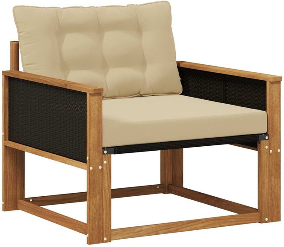 Modernes Outdoor-Sofagarnitur Loungemöbel aus massivem Akazienholz und Textilene von vidaXL in Natur, Beige und Grau - Bild 1