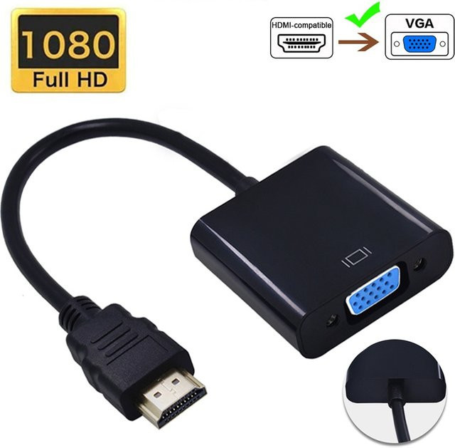 Mrgabwte HDMI auf VGA Adapter Full HD Konverter für Laptop, PC und Projektor in Schwarz oder Weiß - Bild 1