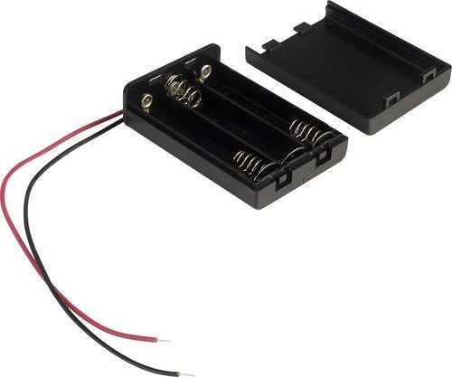 TRU COMPONENTS Batteriehalter SBH431A für 3x Micro AAA Batterien mit Kabel in Schwarz - Bild 1