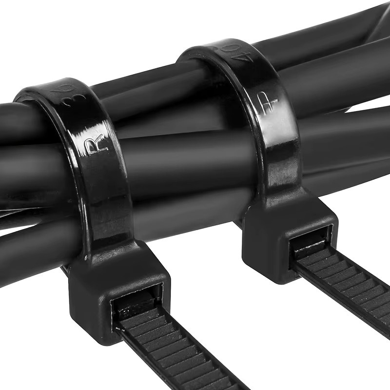 100 Stück schwarze Kabelbinder aus Kunststoff mit hoher Zugfestigkeit und UV-Beständigkeit zur Kabelverwaltung - Bild 4