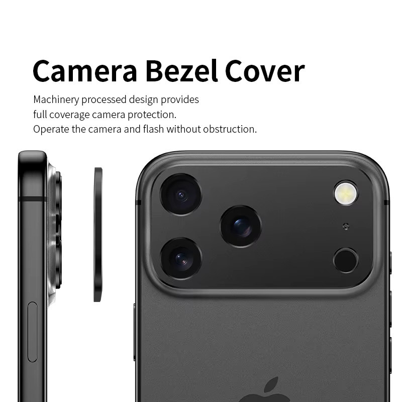 9D Aluminium Kamera Objektivschutz für iPhone 17 Air und iPhone 17 Pro Max in Schwarz - Bild 2