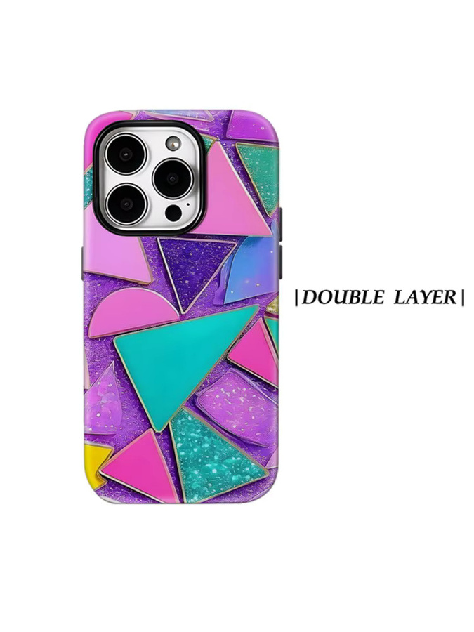 Potdemiel Glitzer-Geometrie-Mosaik Magnetische Handyhülle für iPhone 17 16 15 14 13 Pro Max Plus in Multicolour - Bild 7