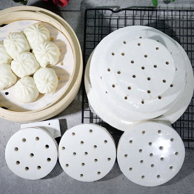 100 Stück Einweg Backpapier für Brötchen und Gebäck, rund, weiß - Bild 1