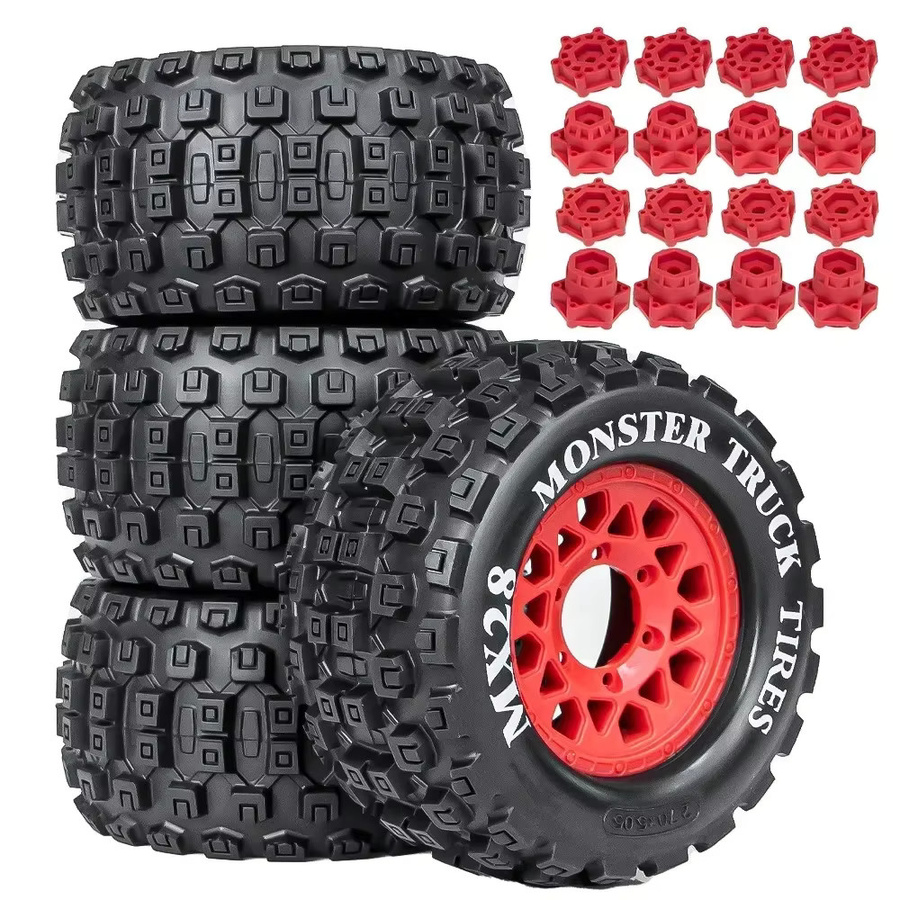 TIMEA Monster Stunt Truck-Reifen, 4-teiliges Set, 1:10, 128 mm, 12 mm und 14 mm Sechskant - Bild 1