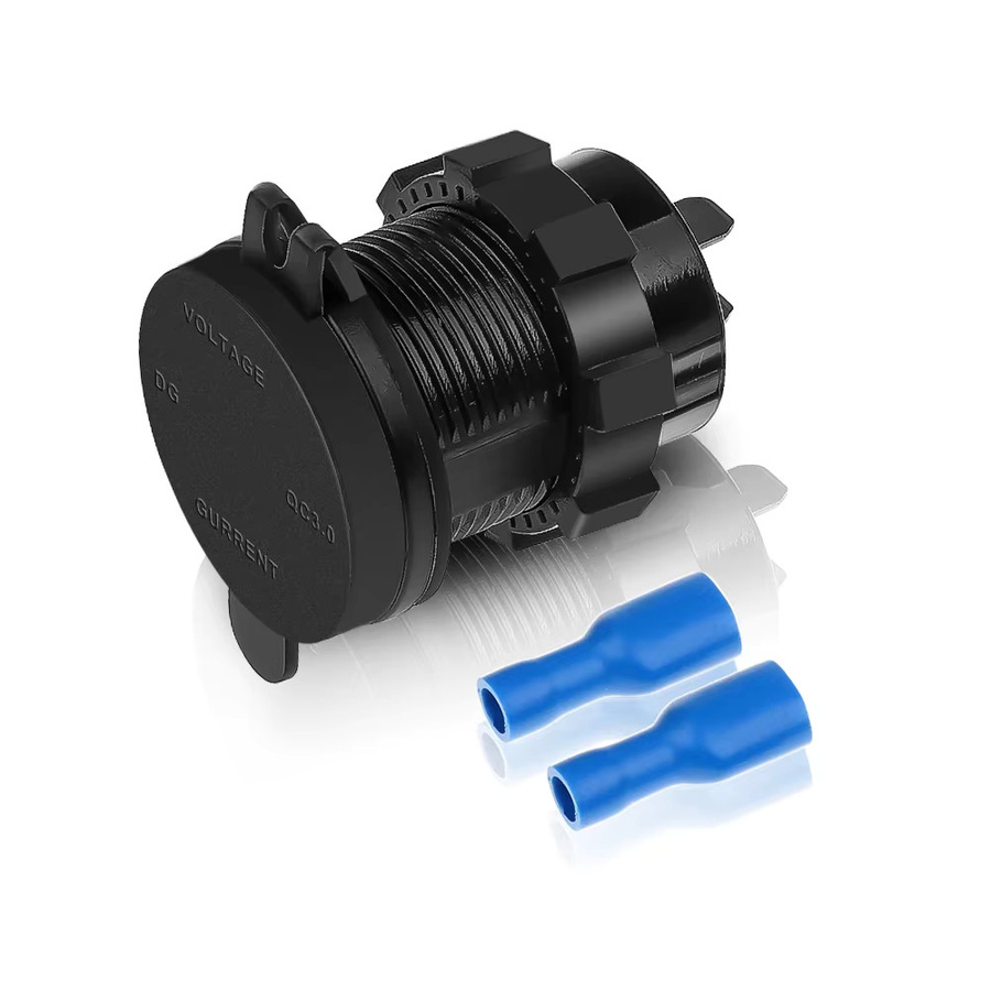 velev QC3.0 Autoladegerät mit Voltmeter und Amperemeter in Schwarz für Motorrad, Marine und Boot, 12V/24V, wasserdicht - Bild 3