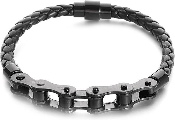 Rui Di Lederarmband, geflochten, Messing, Magnetverschluss, Herren, grau - Bild 1