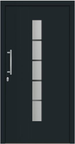 RORO Haustür R351 Luxus in Grau mit Glaseinsatz und Aluminiumbeschichtung, B/T/H: 110 x 7 x 210 cm - Bild 1
