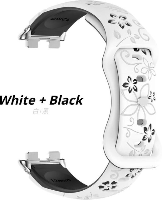 LUJING-Treasure Bag Uhrenarmband Silikon, 3D Graviertes Blumenarmband, Weiß, Unisex - Bild 1