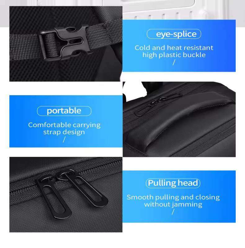 Weixier Business Rucksack für Herren mit USB-Anschluss, erweiterbare Computertasche, Schwarz - Bild 5