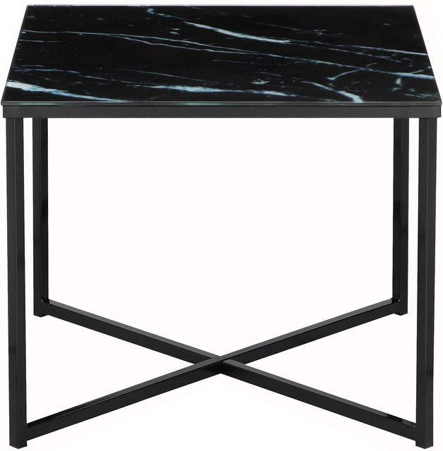 TPFLiving Beistelltisch Glassico in Schwarz mit Marmoroptik, B/T/H: 50 x 50 x 42 cm - Bild 1