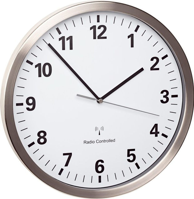 Tfa Dostmann Funk-Wanduhr aus Metall in Weiß, rund, Durchmesser: 30.5 cm, Tiefe: 4.3 cm, geräuschlos und analog - Bild 1