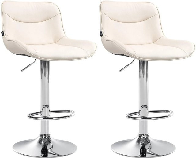 DELUKE Barhocker TAMPA 2er Set in Creme mit Kunstleder und Chrom-Gestell - Bild 1