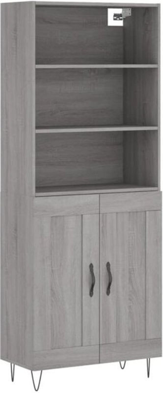 Vidaxl Highboard in Grau im Industrial Design aus Holzwerkstoff und Metall, B/T/H: 69,5 x 34 x 180 cm - Bild 1