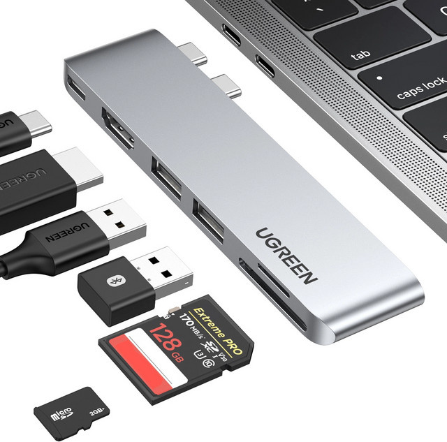 UGREEN CM380 USB-C Hub in Silber für Apple MacBook Pro und Air mit 2 x USB-A 3.0, 1 x USB-C, 1 x HDMI 4K UHD, 1 x SD und 1 x microSD - Bild 1