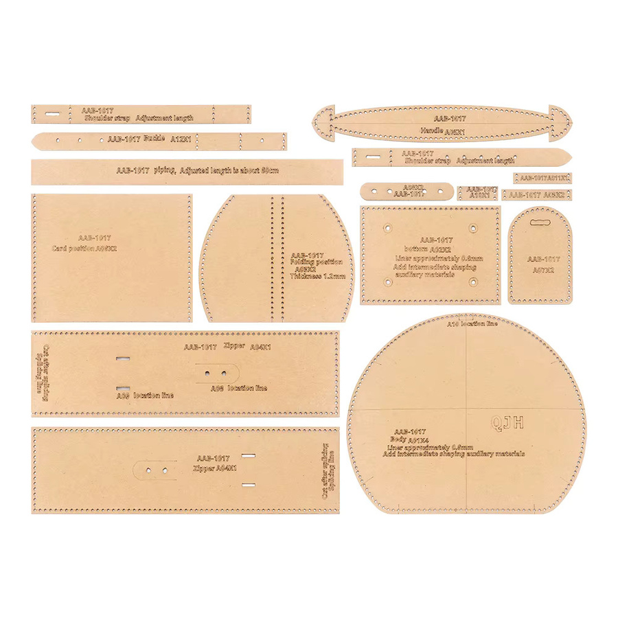 QJH DIY-Näh-Papiervorlagen für runde Leder-Umhängetaschen und Handtaschen in Braun und Beige - Bild 1