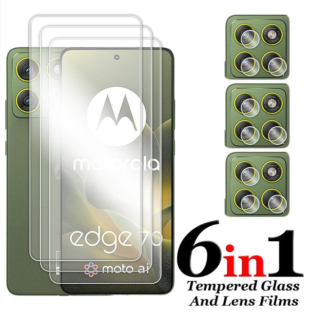 Motorola Edge 70 Displayschutzfolie aus gehärtetem Glas und Objektivfolie, transparent - Bild 1