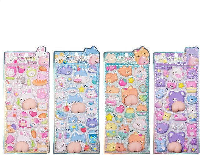 Dekorative 3D-Aufkleber mit niedlichen Cartoon-Hasen und Katzenmotiven in Multicolour für Laptops und Scrapbooking - Bild 1