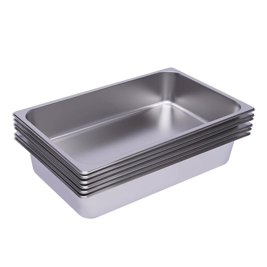 Bymaocar Dampfgarbehälter 6er-Pack aus Edelstahl in Silber, B/T/H: 53,1 x 33 x 10,2 cm - Bild 2