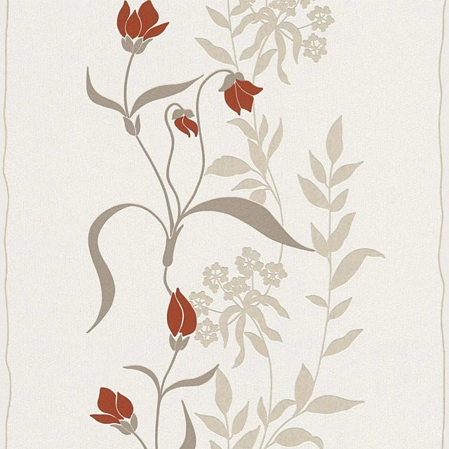 Profhome Blumen Tapete Floral Matt in Creme Rot Beige, Vlies-Tapete mit botanischem Art Nouveau Design, Breite: 0,53 m, Länge: 10,05 m - Bild 1
