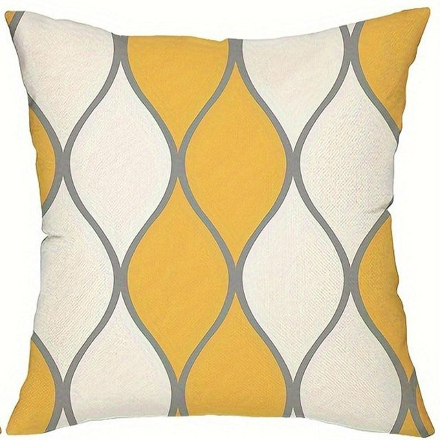 JMG Clothing Kissenbezug mit geometrischem Pflanzenmuster in Bunt und Gelb, Polyester, B/B/H: 50 x 50 x 0 cm - Bild 1