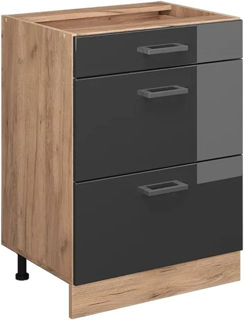 Vicco Küchenunterschrank R-Line mit Schubladen in Anthrazit und Eiche, Breite: 60 cm - Bild 2