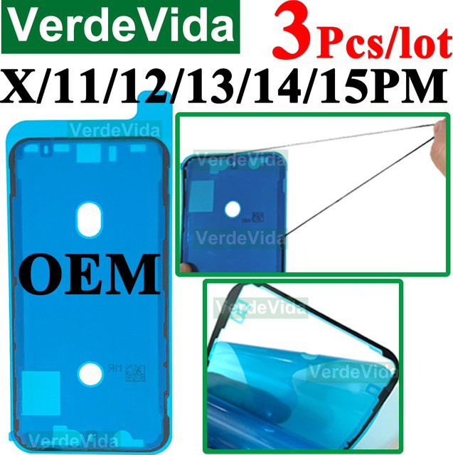 VerdeVida 3 Stück OEM Bildschirmanzeigekleber für iPhone 11 12 13 14 15 Pro Max Plus XS X LCD wasserdichter Kleber Aufkleber Rahmensiegel - Bild 1