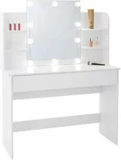 Schminktisch mit LED-Beleuchtung in Weiß, B-Ware, H x B x T: 140 x 108 x 40 cm - Bild 1