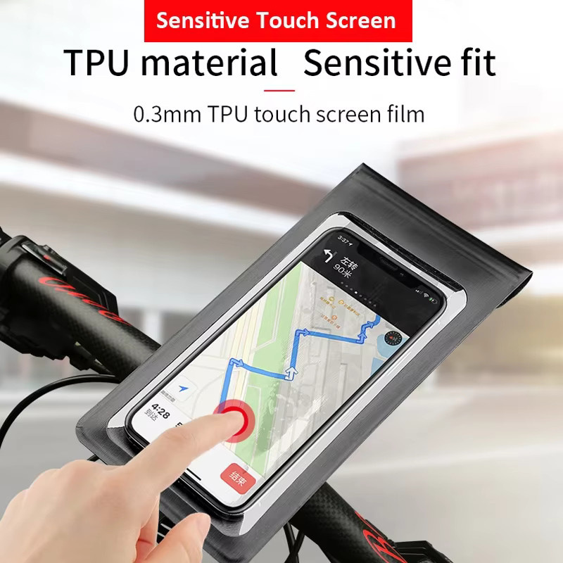 VIKEFON Fahrrad- und Motorradhalterung aus wasserdichtem TPU in Schwarz für 6,5 Zoll Smartphones mit Touchscreen-Funktion und Griffinstallation - Bild 4