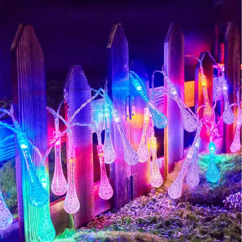 LED Wassertropfen Lichterkette mit USB-Anschluss in Warmweiß und Multicolour für Weihnachts- und Partydekoration - Bild 2