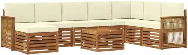 vidaXL Sofagarnitur aus Massivholz Akazie in Beige mit Latten-Design und Armlehnen - Bild 1