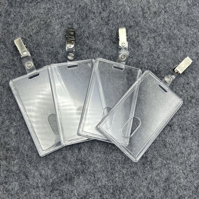 4er-Set Acryl-Kartenhüllen mit Clips in Transparent für Ausweise, Bankkarten und Visitenkarten - Bild 1
