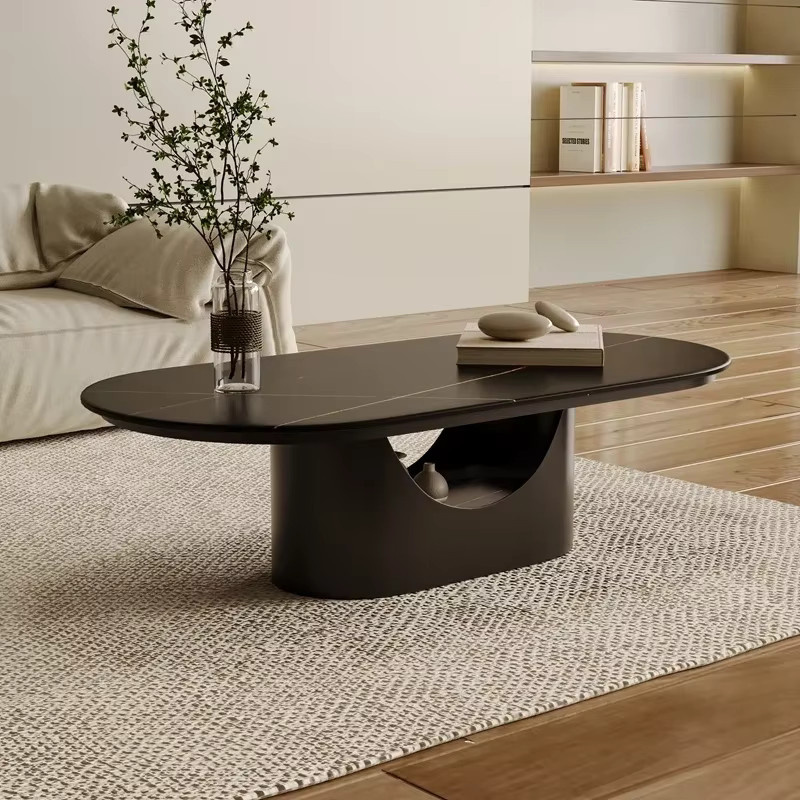 ANGDUO Couchtisch in Schwarz, oval und matt im skandinavischen Design - Bild 1