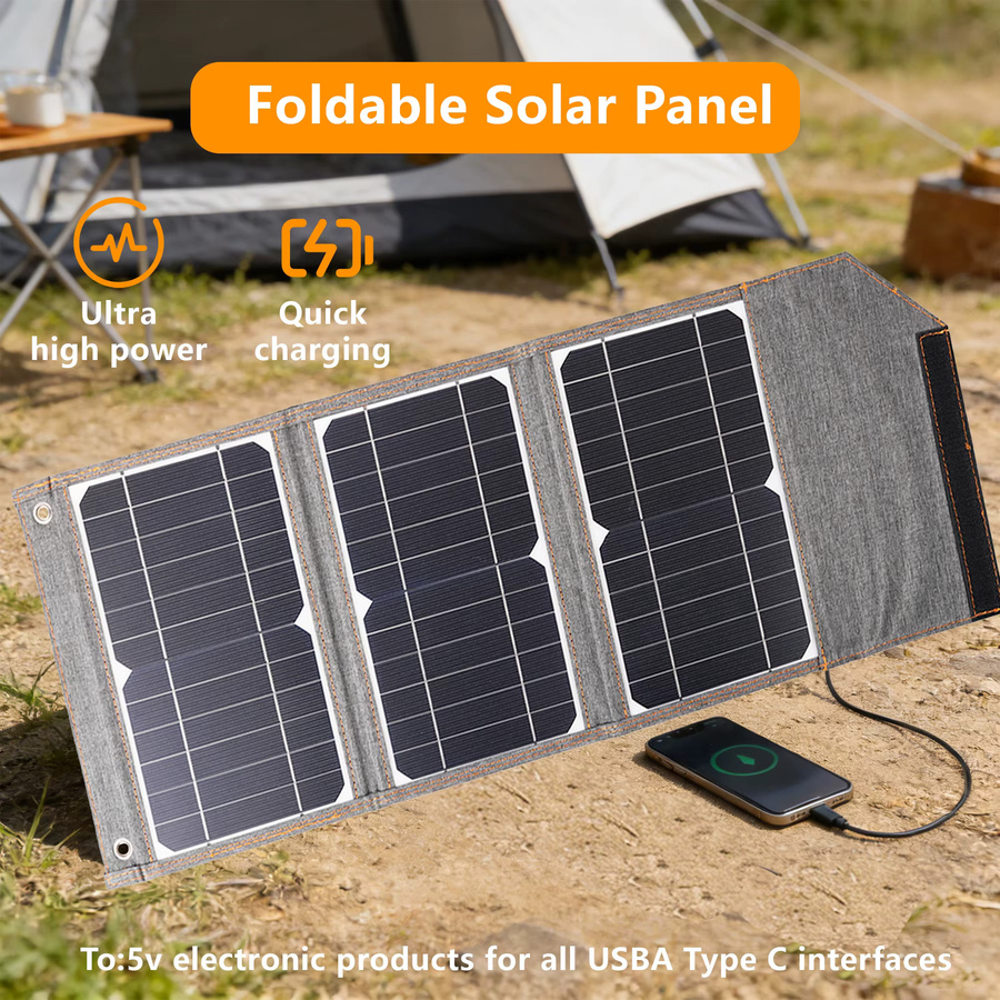 ELEGEEK 180W Solarpanel-Ladegerät mit USB-A für schnelles Aufladen von Mobiltelefonen beim Camping und Wandern - Bild 2