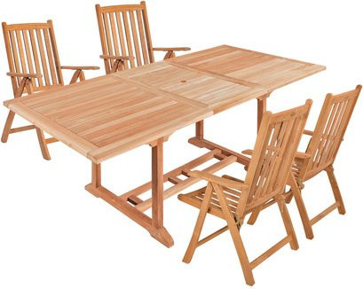 GARDEN PLEASURE Tischgruppe SOLO aus Teakholz in Braun, 3-teilig, ausziehbar, B/T/H: 200 x 180 x 75 cm - Bild 1