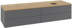 V&B Waschtischunterschrank Antao mit Frontstruktur in Eiche Honig Braun, B: 160 cm, T: 50 cm - Bild 1