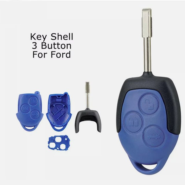 433 MHz Remote Key Fob Chip für Ford Focus Fiesta Fusion Transit Connect mit 3 Tasten in Blau (2006-2014) - Bild 1