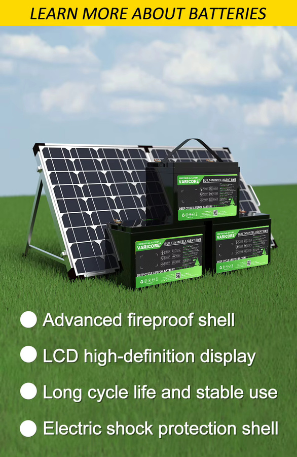 VariCore 12V 100Ah LiFePO4 Lithium-Eisenphosphat-Batterie mit BMS in Schwarz für Wohnmobile, Camper, Solaranlagen und Boote - Bild 6