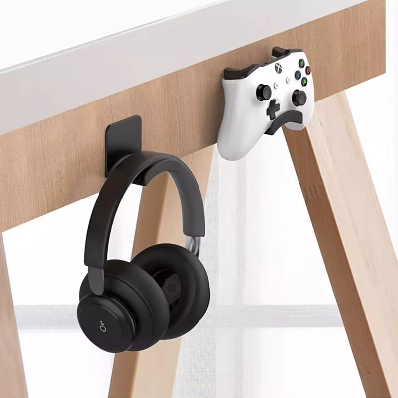 Universal Kopfhörerhalter und Gaming Controller Ständer in Schwarz zur Wandmontage unter dem Schreibtisch - Bild 5