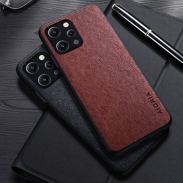 Luxus Leder Business Schutzhülle für Xiaomi Redmi 12 4G 5G 12C Note 12R und Poco C55 in Braun - Bild 1